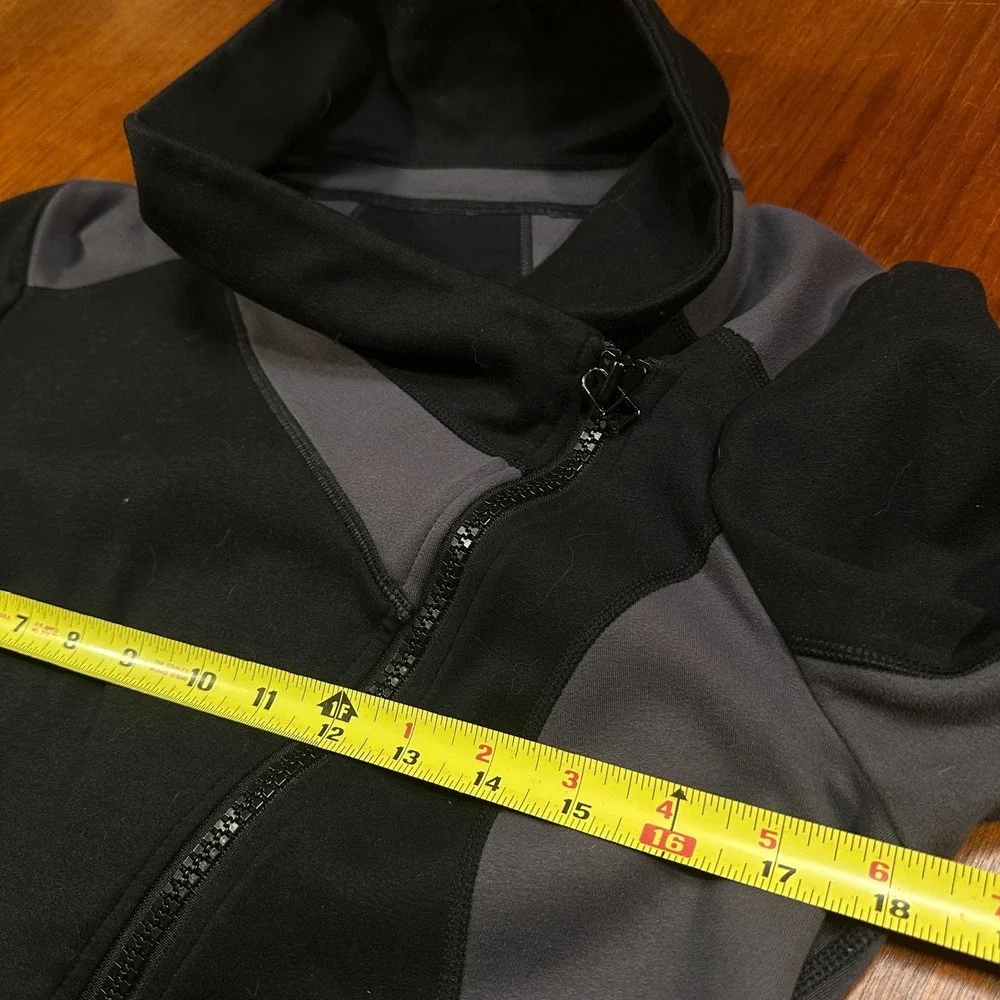 CAbi Jacket Womens Sz‎ M Dash Asymmetric Track Black Gray Pockets Full Zip